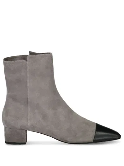 Aquazzura French Flirt 35 Leather-trimmed Suede Ankle Boots In Grey