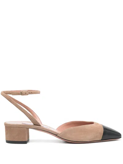 Aquazzura French Flirt 35 Leather-trimmed Suede Pumps In Braun