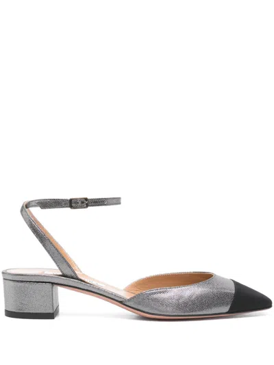 Aquazzura French Flirt Pumps 35mm Gunmetal/black In Grey