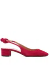Aquazzura Very Bow Tie 35 Suede Slingback Pumps In Red