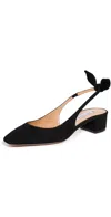 Aquazzura Black Slingback With Bow Detail In Black