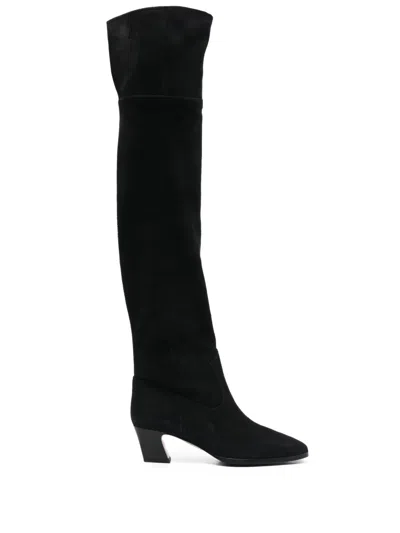 Aquazzura Nomad 50 Over-the-knee Suede Boots Shoes In Black