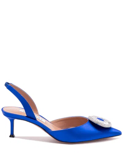 Aquazzura Crystal Hoop Sling 50 In Blue