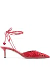 Aquazzura Amourose 50 Leather Openwork Pumps In Red