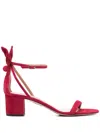 Aquazzura Bow Tie 50 Suede Sandals In Red
