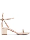 Aquazzura 50mm Bow Tie Sandals In Gold