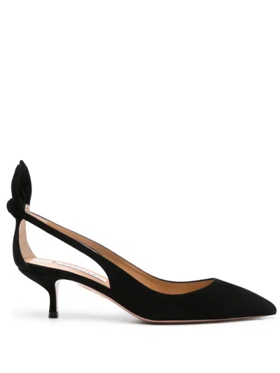 AQUAZZURA BOW-TIE SUEDE PUMPS
