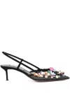 Aquazzura Can Can 105 Sequined Mesh And Suede Slingback Pumps In Black