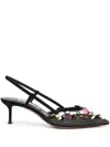 Aquazzura Can Can 105 Sequined Mesh And Suede Slingback Pumps In Black