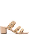 Aquazzura Costiera Crystal-embellished Cord-trimmed Raffia Sandals In Neutrals