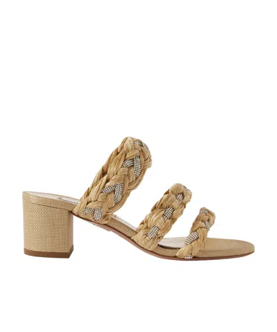 Aquazzura 50mm Costiera Crystal Mules In Nude