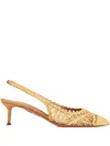 Aquazzura 50mm Khalo Woven Slingback Pumps In Gold