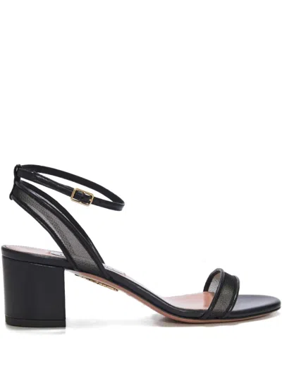 AQUAZZURA 50MM MINIMALIST MESH-PANEL BLOCK-HEEL SANDALS
