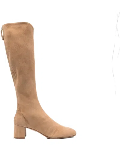 Aquazzura 50mm Saint Honore Knee-high Boots In Neutral
