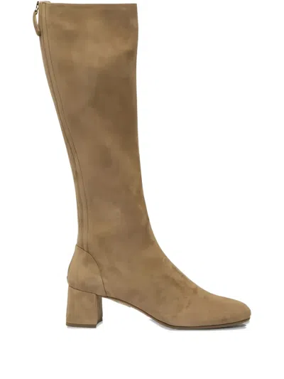 Aquazzura 50mm Saint Honore Suede Knee-high Boots In Brown