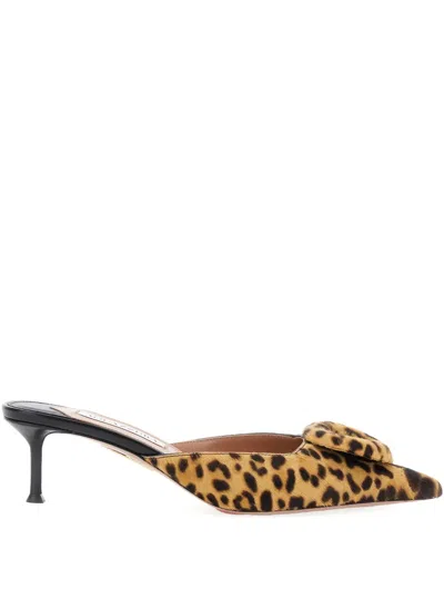 Aquazzura 50mm The Hoop Leopard-print Bow Mules