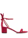 Aquazzura Bow Tie 50 Suede Sandals In Red