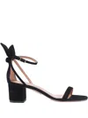 Aquazzura Bow Tie Block Heel Sandals In Black