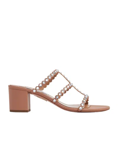 Aquazzura 55mm Crystal-embellished Open-toe Sandals In Brown