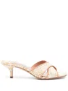 Aquazzura Bicolor Raffia Crisscross Slide Sandals In Neutrals