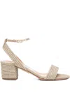 Aquazzura 55mm Sundance Glitter-fabric Block-heel Sandals In Gold