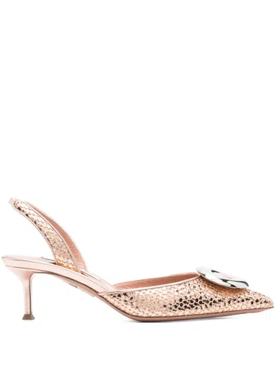 Aquazzura 60mm Appliqué-detail Slingback Pumps In Neutrals
