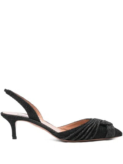Aquazzura 60mm Beaded Slingback Pumps In Black