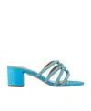 Aquazzura 60mm Crystal-embellished Leather Mules In Blue