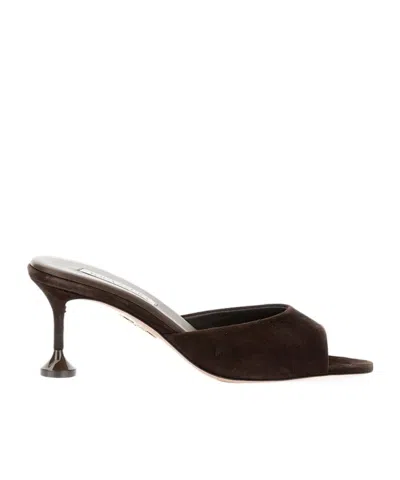 AQUAZZURA 65MM BISOUS FLUTED-HEEL SUEDE SANDALS