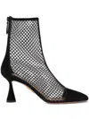Aquazzura Amore Net Zip Ankle Booties In 黑色