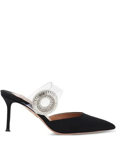 Aquazzura 75mm Crystal Hoop Pointed Toe Mules