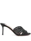 Aquazzura 75mm Crystal Lover Mules In Black