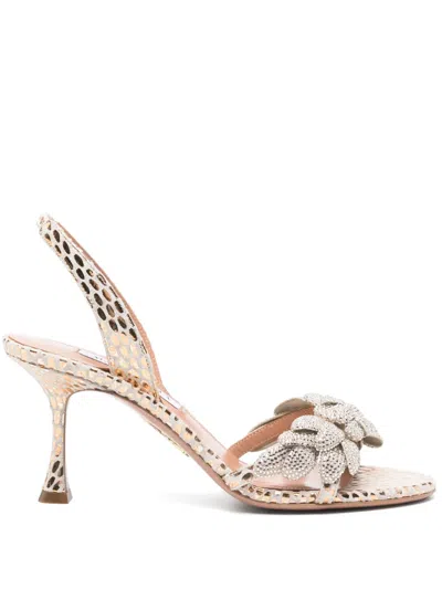 Aquazzura 75mm Galactic Flower Sandals In Neutrals