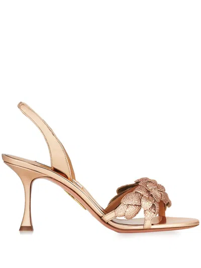 Aquazzura 75mm Galactic Sandals In Gold