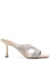 Aquazzura Womens Gold Gatsby 75 Crystal-embellished Satin Heeled Mules In Silver