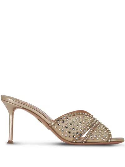 Aquazzura 75mm Lover Mules In Nude