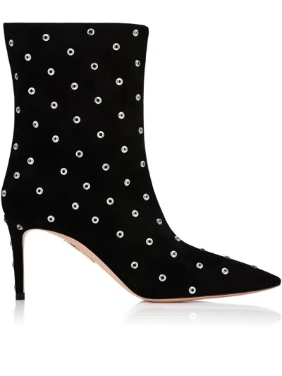 Aquazzura 75mm Matignon Crystal Boots In Black