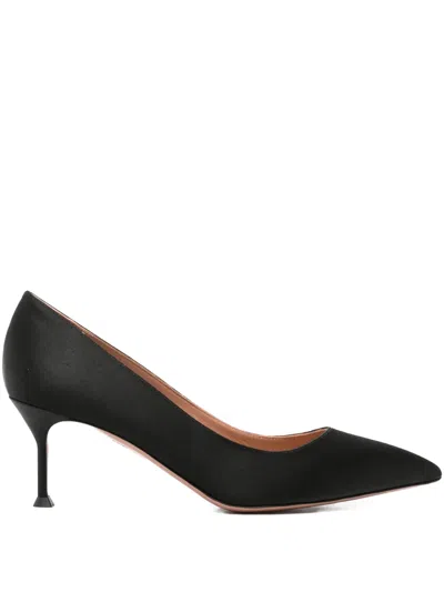 Aquazzura Purist 65 Satin Point-toe Pumps In Black