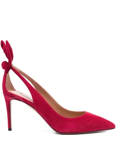 Aquazzura 80mm Bow-detail Cut-out Pumps In Pink