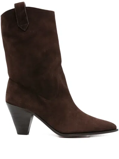 Aquazzura 80mm Suede Leather Cowboy Boots