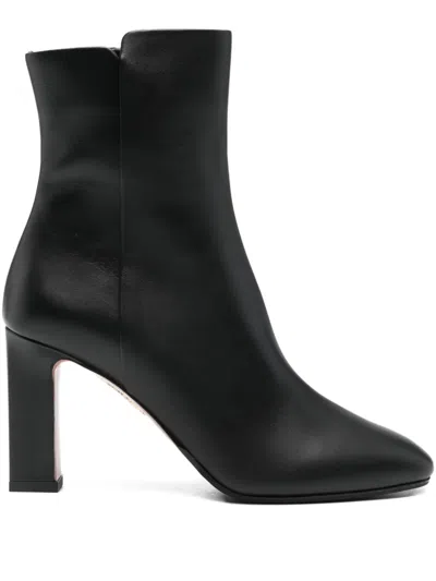 Aquazzura 80mm Zipped Round-toe Boots In Black