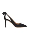 Aquazzura Bow Tie 105mm Leather Pumps In Black