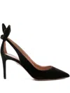 Aquazzura Suede Bow Stiletto Pumps In Black