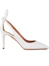 Aquazzura 85mm Bow Tie Pumps In White