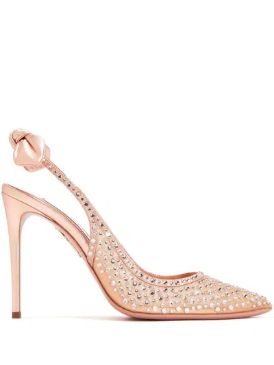 Aquazzura 85mm Crystal-embellished Pumps In Neutrals