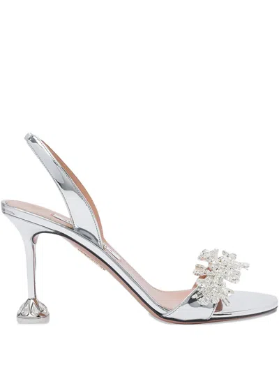 Aquazzura 85mm Crystal-embellished Slingback Sandals In Yellow