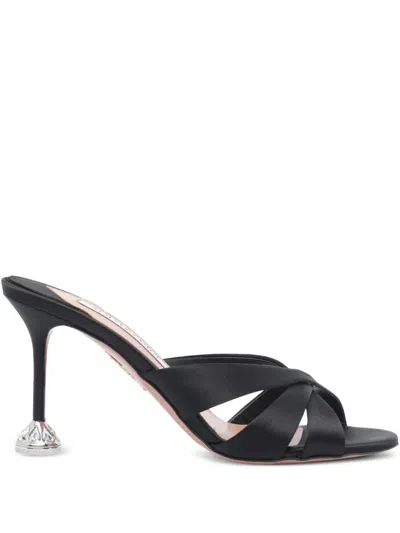 Aquazzura 85mm Embellished Satin Heeled Sandals In Black