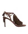 Aquazzura 85mm Fringed Sandals In Brown