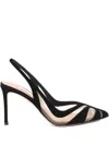 Aquazzura Mesh Panel Pointed Toe Stiletto Heel Pumps