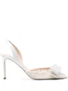 Aquazzura Melodie 85 Embellished Slingback Pumps In ホワイト